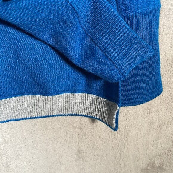 Magaschoni 100% Cashmere Sweater M Roll Turtleneck Cobalt Blue Grey Quiet Luxury - Picture 7 of 15
